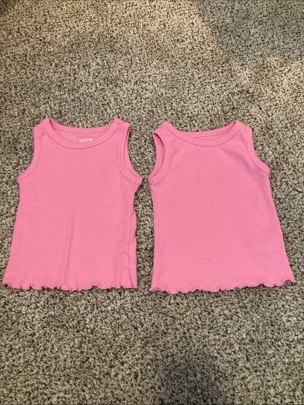 Pink Ribbed Tank Top for Kids - Twin Pack